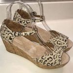 Toms Women’s Cheetah Print Canvas Platform Cork Wedge Open Toe Sandals Photo 0