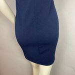 Vintage Y2K Dress Short Sleeve Navy Blue‎ Round Neckline Stretch Bodycon Simple Blue Size undefined Photo 5