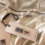 Calvin Klein Swimwear Crochet Striped Hooded Tunic Swim Cover-Up White S/M Photo 4