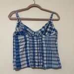 Arizona Jeans Vintage Arizona Blue Plaid Button-Up Corset Women's Top Photo 2