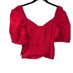 Sim & Sam Romantic Puff Sleeve Crop Top with Sweetheart Neckline in Pink Flame XL A30 Photo 2