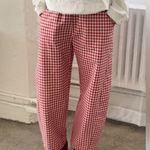 Pretty Garbage Red Gingham Wide leg Pants Size L Photo 0