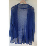 Eileen Fisher Blue Linen Open Knit Cardigan XL Lightweight Layer Coastal Resort Photo 2