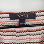 NYDJ Womens Size L Sleeveless V Neck Chevron Stripe Blouse Top Pink Orange Brown Photo 2