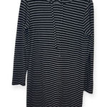 Lou & grey  Black White Striped Hooded Tunic Dress M Cozy Soft Knit Minimalist Photo 0