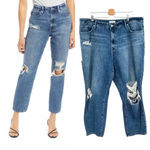 Good American  Good Vintage Ripped Ankle Straight Leg Jeans In Blue484‎ Size 20 Photo 1