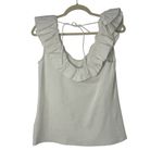 Maeve By Anthropologie Top Womens L Off White Tank Ribbed Ruffle Collar Scoop Size L Photo 1