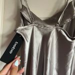 Bebe Platinum Silver Satin Mini Dress Photo 4
