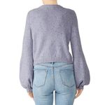 Milly  Wool Blend Balloon Sleeve Crop Sweater in Speckled Purple/Gray size M Photo 5