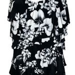 White House | Black Market Black & White Floral Ruffle Tiered Top EUC Size Small Photo 4