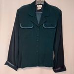 Vintage Audio by Connie Anderson Teal Blue Two Piece Button Down Shirt Skirt Set Photo 2