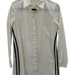 Carlisle Womens Ivory Button Down Shirt Top Mesh Stripe Streetwear Size 8 Black Photo 0