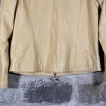 Chico's Chico’s Genuine Leather Zip Jacket Size 1 (M)  Yellow Tan Moto Style‎ Full Zip Photo 7