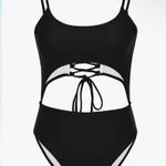 Amazon Cut Out Front Swimsuit Lace Up Back High Cut Monokini One Piece Large Photo 4