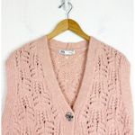 ZARA Pink Jewel Button Pointelle Knit Vest Small Oversized Sweater Rhinestone Photo 3