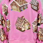 Boutique Gingerbread House Holiday Sweatshirt Pink Size L Photo 0