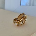 Calla Lilies Smokey Quartz Marquise Ring “Titania” Gold Earthy Floral Bohemian Jewelry Photo 5