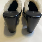 Nine West  chunky heel clog mule Studded Black leather Size 8.5 Sherpa Retro Photo 5