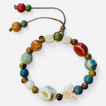 Tassel Bracelet white butterfly red orange blue ceramic beads stretchy Multiple Photo 0