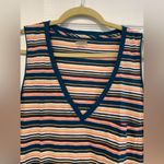 Madewell NWOT Size XL V Neck Cotton Tank Top Teal Cream Stripe Cotton Soft Photo 1