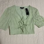 New Lulus tie front top Green Size XS Photo 0