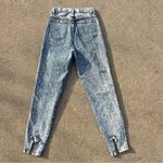 Vintage 80s Pure Jeanswear Zipper Ankle Bow Acid Wash High Rise Taper Jeans Blue Size 24 Photo 1