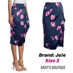 Joie  Alphina Midnight Front Drape Floral Midi Skirt, Size 2 New w/Tag $278.00 Photo 7