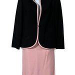 Andre Laug Size 10 2 Piece Suit Designer Black Pink Trim Single Buttons Designer Photo 0