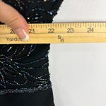 JMD‎ New York Dress XL Black Beaded Sequin Floral Overlay Vintage Formal Glam Photo 3