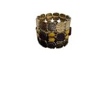Gold toned brown and yellow rhinestone chunky statement bracelet Photo 1