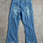 Daisy Street Blue High Rise Cropped Jeans with 'Girls Rock' Embroidery Denim 8 Photo 3