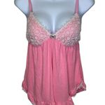 Victoria's Secret Victoria’s Secret Babydoll Pajama Tank Top Bubblegum Pink With Off White Daisy Coquette Lace Medium Photo 0