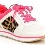 Michael Kors Billie Trainer Leather Leopard Print Sneakers Size 9 Photo 0