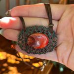 Boho Brass Stone Necklace Red Photo 2