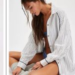 Free People  Intimately - Day To Day Sleep Striped Oversized Button Down Shirt XS Photo 2