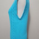 Justin Vintage  Trent Turquoise Cable Knit Vneck Sweater Vest Size Small Photo 2