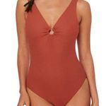 ANDIE The Bonita Ring Front One Piece Swimsuit Tank Bikini Thong Ginger Orange L Photo 0