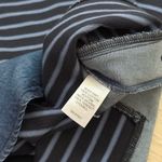 NWT J. Jill Mixed Media Denim Shirttail Dress | Navy Stripe | Medium Tall Blue Photo 7