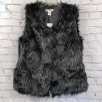 Say What? Say What? Junior’s Faux Fur Vest Hook & Loop Closure Black/Grey Combo XL NWT Photo 0