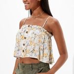 American Eagle  Floral Button-Up Crop Top Small NWT Photo 1