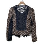 Saint Gil Blazer Jacket Women S Semi Sheer Faux Fur Woven Crochet Lace Ruffle‎ Black Photo 1