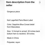 Karl Lagerfeld Paris Black Label Sapphire blue sleeveless corset front pockets Photo 8