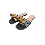 Stella McCartney NIB Falabella Two Tone Chain Embellished Slides in Black Sz 39 Photo 4