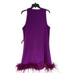 Mac Duggal 12 NEW Purple Feather Hem Sleeveless Trapeze Mini Boho Dress 55805 Photo 5