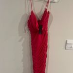 NWT Lulu's red ruched midi dress L Size L Photo 3