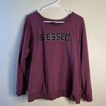 Torrid blessed graphic crewneck women’s sweater plum purple fall warm size 1 Photo 0
