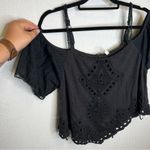 Free People  | Size‎ XS Cold Shoulder Black Asymmetrical Short Sleeve Blouse Photo 1