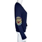 Liebo Sweatshirt Womens Medium Blue Gold‎ Embroidery Japanese Asian Inspired Photo 1