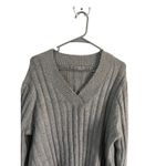Absolutely Famous Plus Size 2X Ribbed V Neck Gray Sweater Winter Preppy Coquette Photo 1