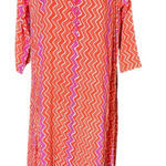 Natalie Martin  Isobel Orange Pink Zip Zag Maxi Dress Rayon 3/4 Sleeve Medium Photo 0